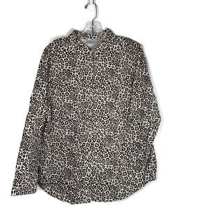 Vintage 80s Leopard Print Blouse Women’s L Retro Office Siren Mob Wife